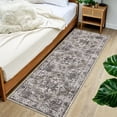 thumbnail image 2 of Hasoo 2' x 6' Washable Hallway Runner Soft Boho Vintage Kitchen Mats Stain Resistant Rugs for Bedroom Laundry Brown, 2 of 6