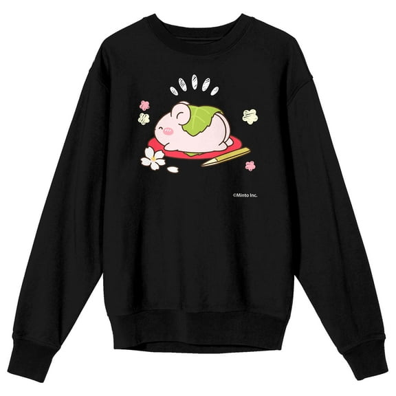 Mimi & Neko Nezu Chan On Lily Crew Neck Long Sleeve Men's Black Sweatshirt-3XL