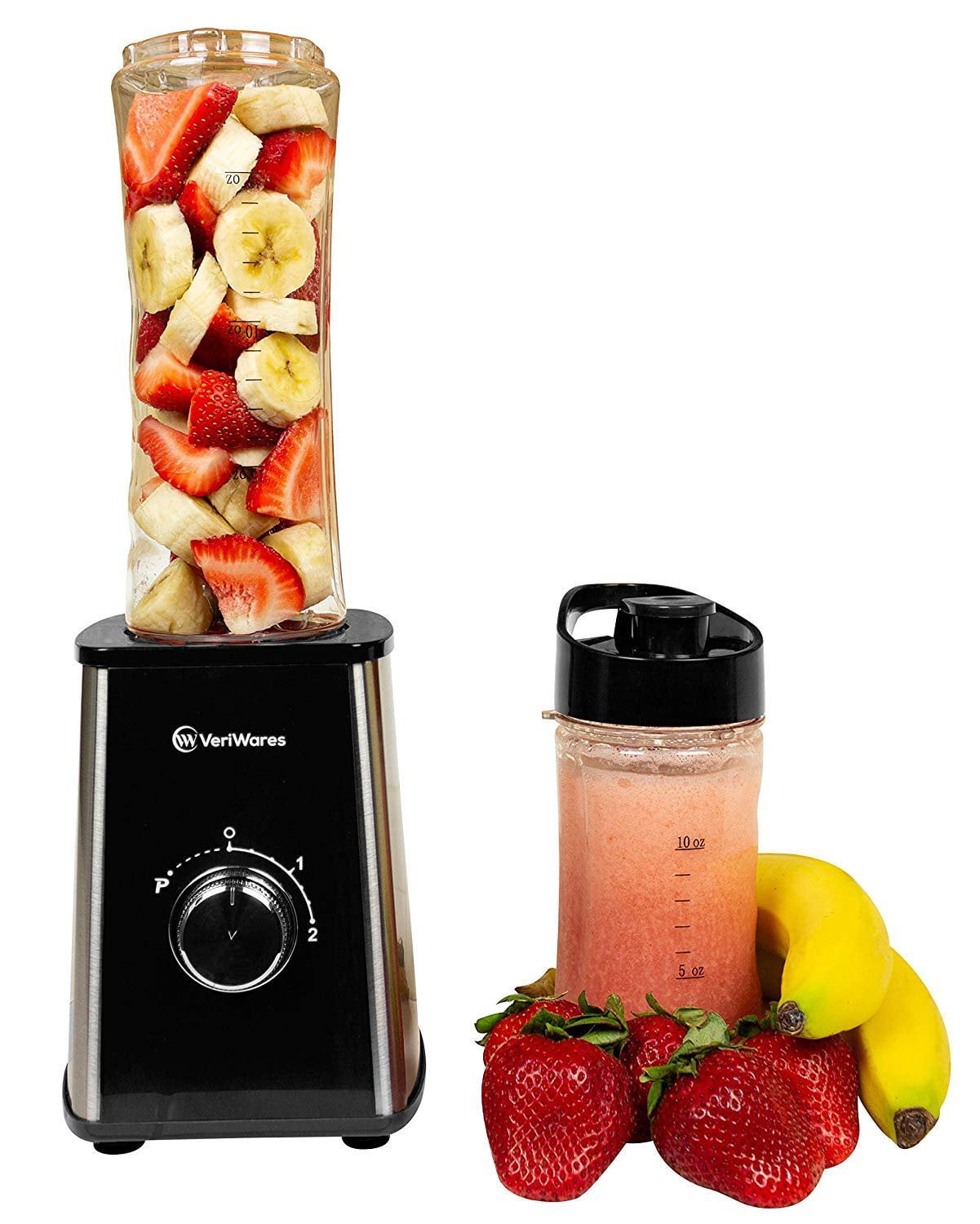 Personal Blender for Shakes Portable 2-Speed Motor and 3 Blades Good for Practical and Compact Design Smoothie Maker 2 BPA-Free Bottles with Oz Marks Black - Walmart.com