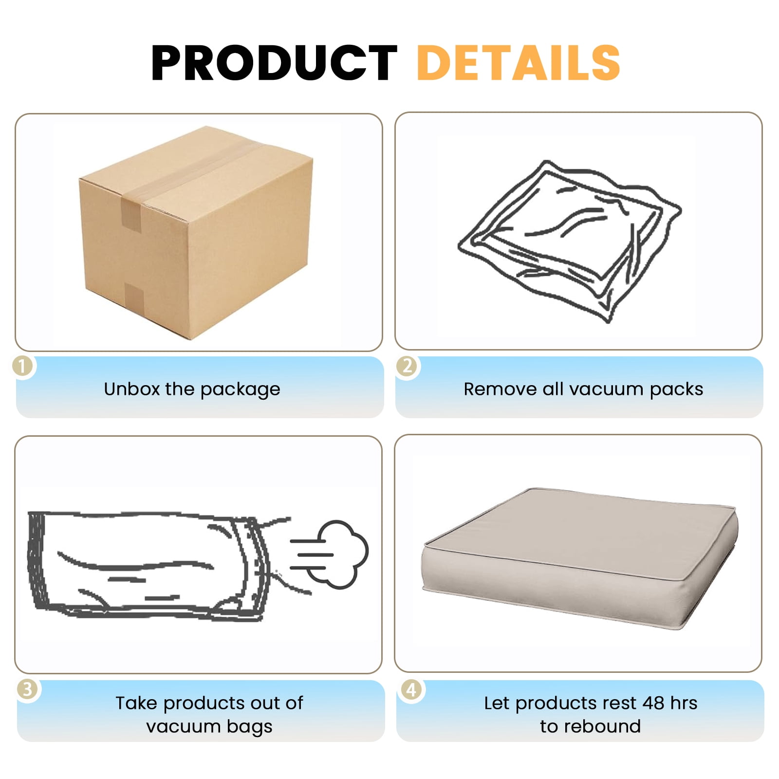 DTTRA Outdoor Loveseat Cushion Set, 48 x 24 Inch, Water Repellent, 3-Year Fade Resistant, Patio Furniture Cushions with Removable Cover, Ties and Hidden Zipper for Sofa Bench Couch Pads Set