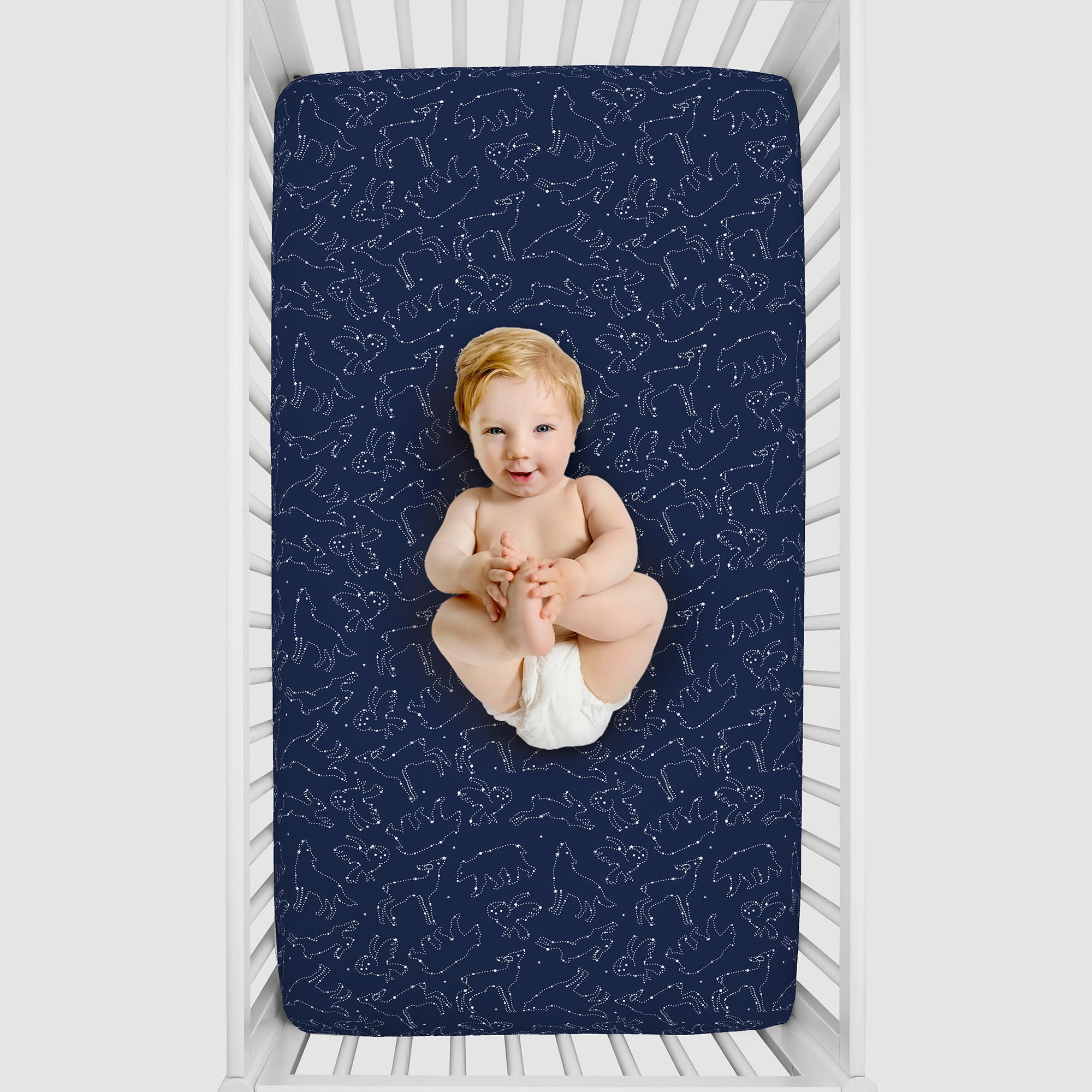 NoJo Navy and White Cosmic Constellation Mini Crib Portacrib