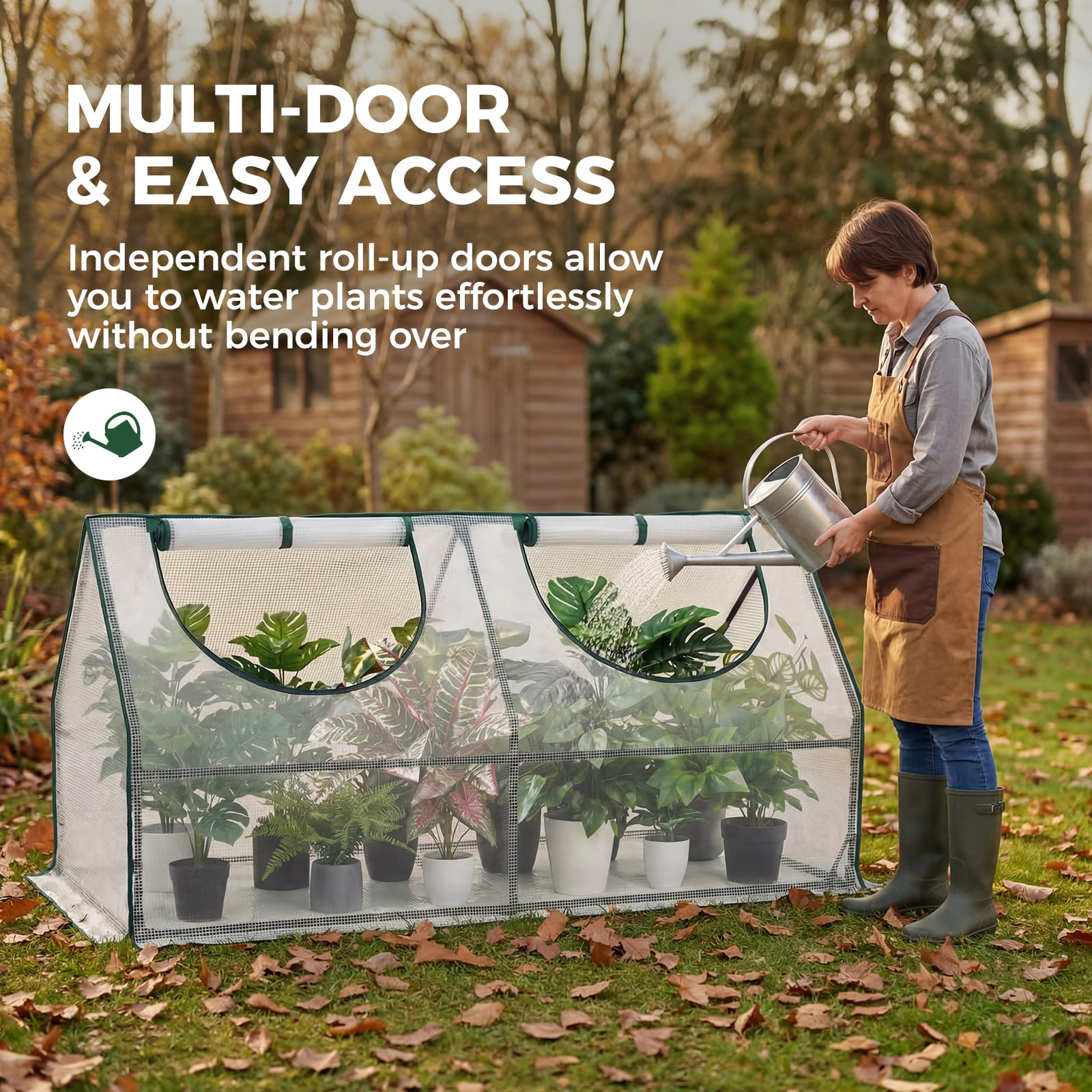 GENTINGBRO Mini Greenhouse with 2 Zipper Doors, Water-Resistant, UV-Protected for Flowers, Vegetables, and Herbs, Green