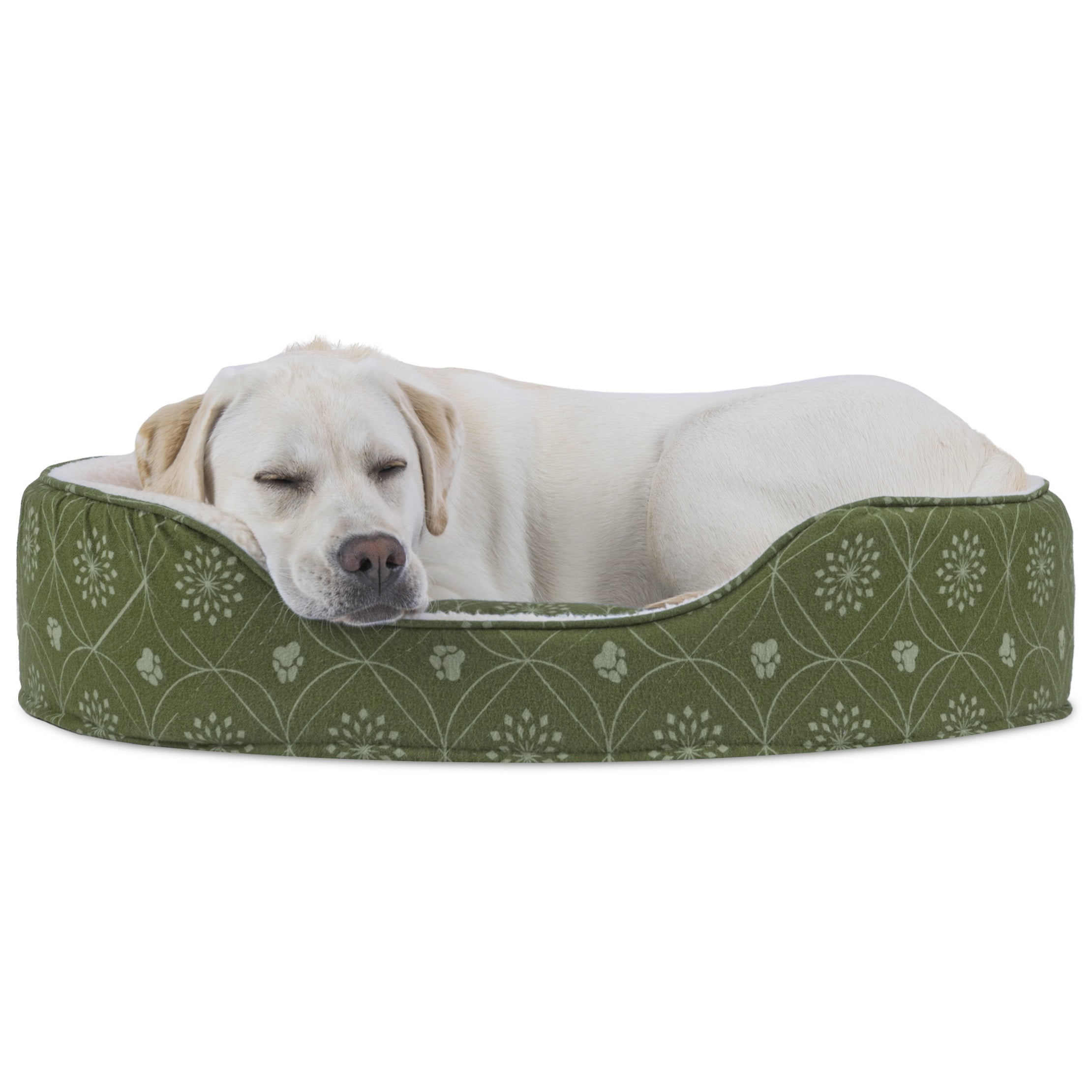 FurHaven Pet Dog Bed | Print Flannel Oval Pet Bed for Dogs ...