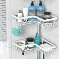 thumbnail image 6 of Shower Caddy Tension Pole Corner - Stainless Steel Bathroom Organizer White Tension Rod Shower Shelves for Tub(22-114.2inch), Renter Friendly, 6 of 12