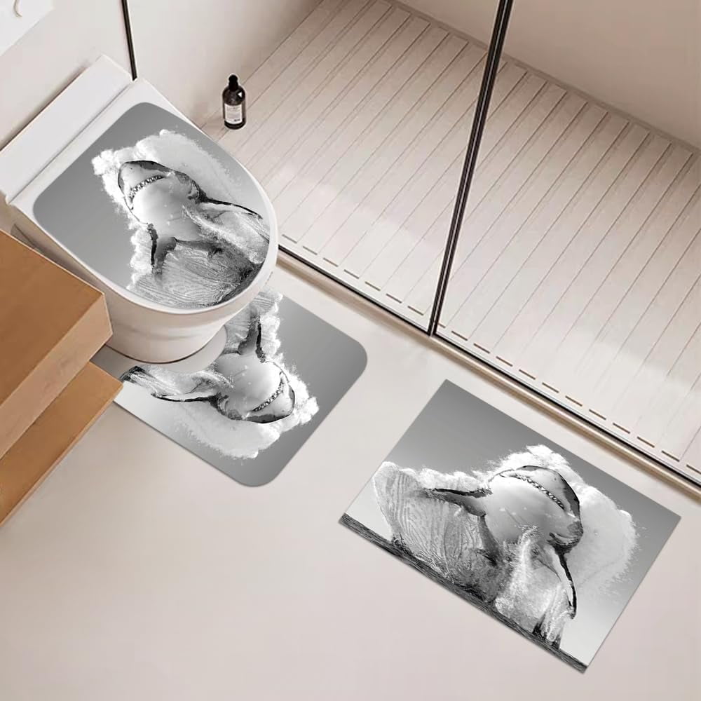 4PCS Vintage Bigfoot Sasquatch Shower Curtain Sets,Funny Animal Bathroom Sets with Non-Slip Rugs,Toilet Lid Cover,Bath Mat,Shower Curtain with 12 Hooks Farmhouse Bathroom Sets Decor