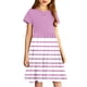 thumbnail image 5 of Odeerbi Niñas de Verano Vestido de Línea A Rayas Vestido de Columpio Vestido Elástico de Manga Corta Para Niños, 5 of 7