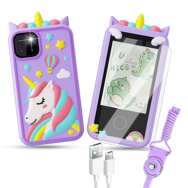 Teléfono inteligente WINWEND para niños con pantalla táctil HD con cámara dual, color morado