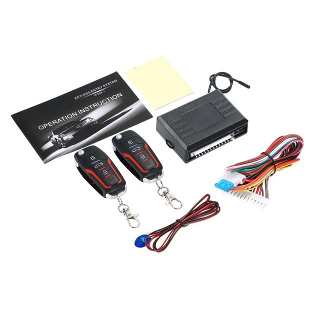 Graflsoa Universal Car Security System with Keyless Entry, Remote Trunk Release, and Power Window Control - 433MHz, 100m Range, Black Plastic Design