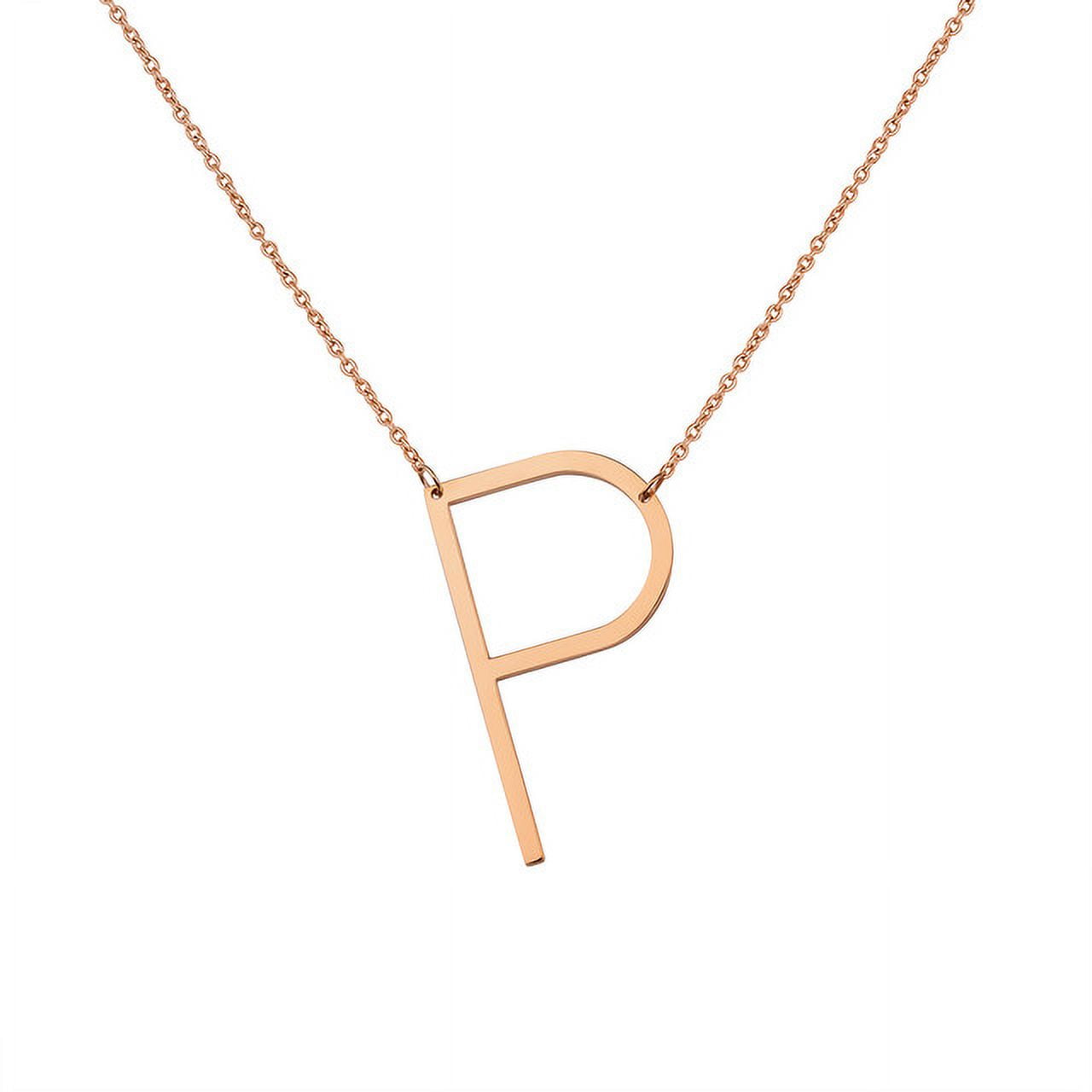 Personalized Initial Letter Necklace with Custom Engraving - Custom Initial Necklace - Oversized Letter Necklace - Sideways Initial Necklace for Women - Gift for Her - Jewelry Gift Set