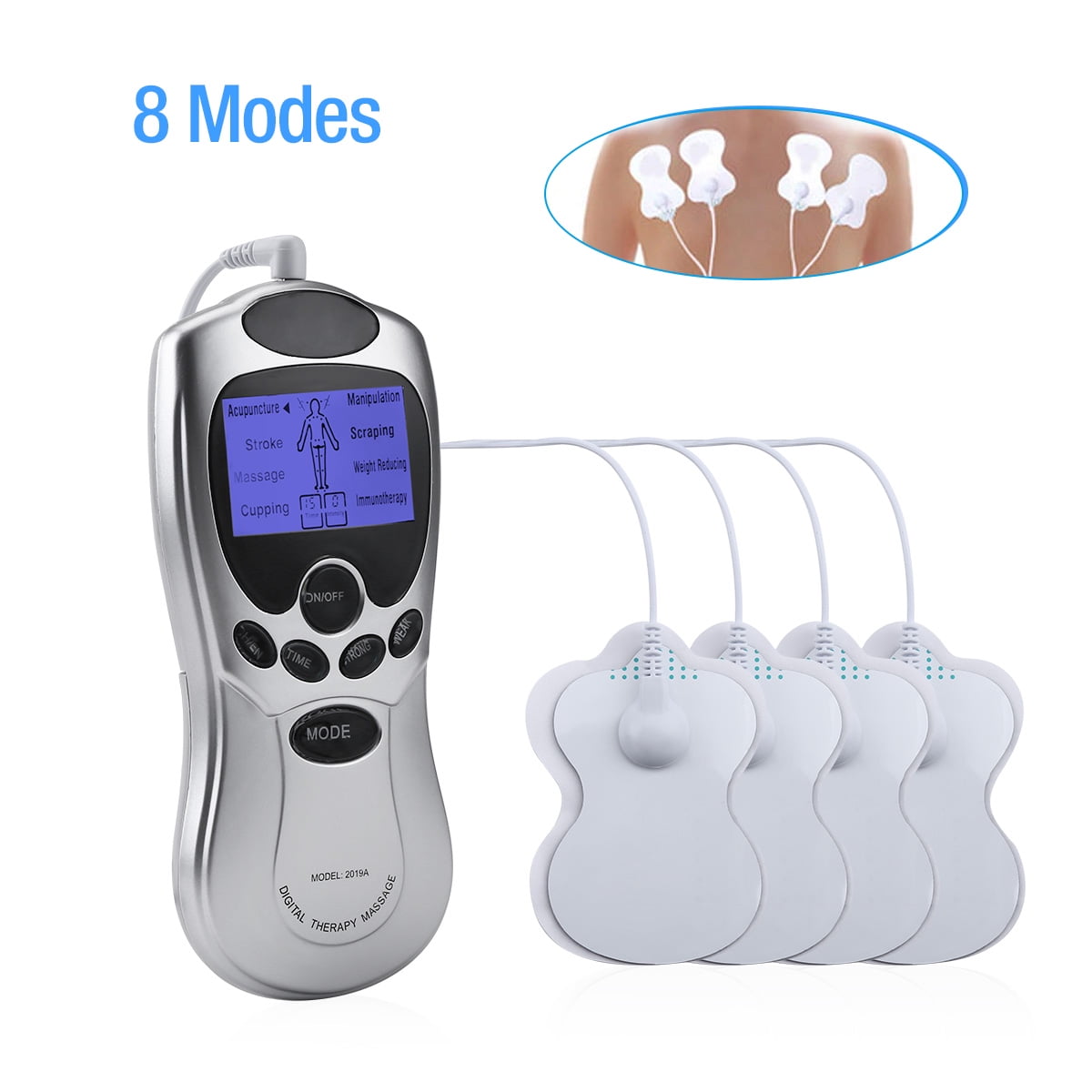 Digital Therapy Machine Pulse Full Body Acupuncture Massager 8 Pads For Health 