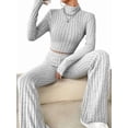 thumbnail image 2 of Conjunto de Pijama de Larga para Mujer, Conjunto de Pijama Informal de 2 Piezas, Ropa de Dormir de Otoño Gris XS, 2 of 9