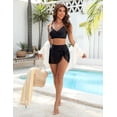 thumbnail image 5 of WQD Womens High Waisted Bikini Set Tummy Control Two Piece Swimsuit with Gold Metal Accent Wrap V Neck Bikini Top & Tie Side Skirt Bottom Bathing Suit, 5 of 6