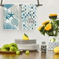 thumbnail image 2 of Stripe Coral Starfish Seahorses Whelks Summer Kitchen Towels Dish Towels, 18x26 Inch Farmhouse Decoration Hand Towels Set of 4, 2 of 6