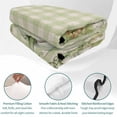thumbnail image 4 of 3 Pieces Queen Quilt Set,Autumn Thanksgiving Pumpkins on Checkered Soft Bedding Sets with 1 Quilt & 2 Pillow Shams,Green Hydrangea Flower Summer Bedspread Lightweight Coverlet for All Season, 4 of 9