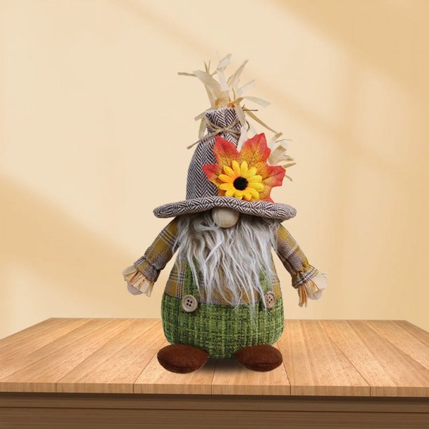 Xihbxyly Cosas Por Menos de 5 Dolares Decoración de Temporada de Acción de Gracias Hoja de Arce Girasol Hierba Sombrero Muñeco Sin Rostro de Rodolfo Adorno de Duende