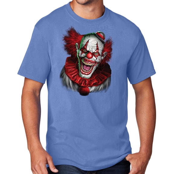 Men's Scary RED CLOWN T-shirt, Large Carolina Blue