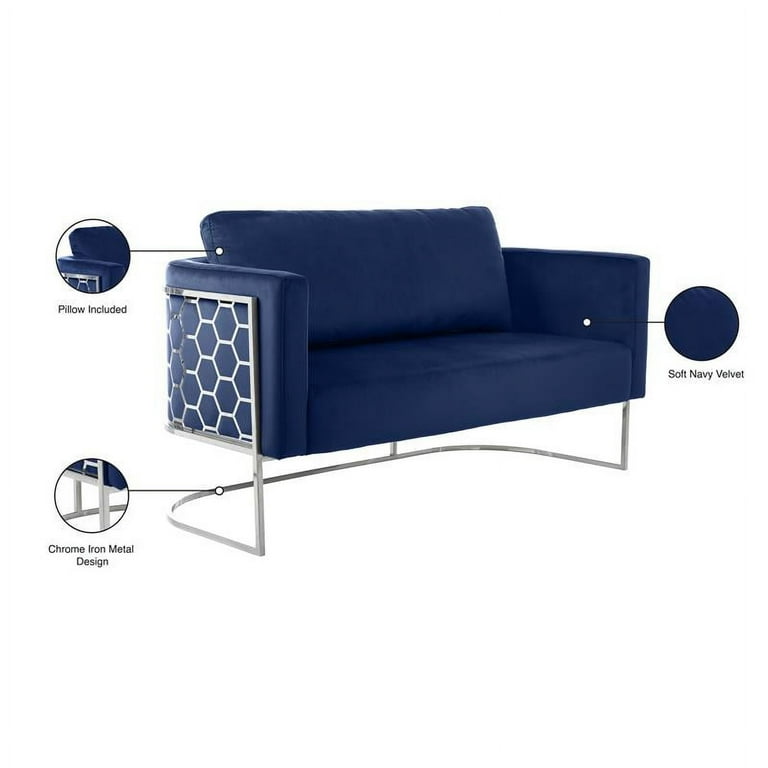 Meridian Furniture Casa Velvet Loveseat - Chrome Meridian Furniture Casa Velvet Loveseat - Chrome