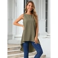 thumbnail image 4 of DARING DIVA Women's High Low Sleeveless Crewneck Asymmetrical Blouse L Dark Olive Green, 4 of 8