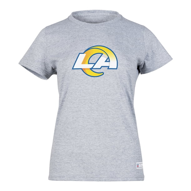 NFL Playera Aficionado Básica Los Angeles Rams Gris para Mujer, Talla Chica