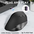 thumbnail image 5 of Ergonomic Vertical Mouse, Reduces Muscle Strain,2.4 GHz Wireless Mouse with Nano Receiver, 800/1200/1600 DPI Optical Tracking, MEMZUOIX Wireless Gaming Mouse for PC Laptop Macbook, Black, 5 of 9
