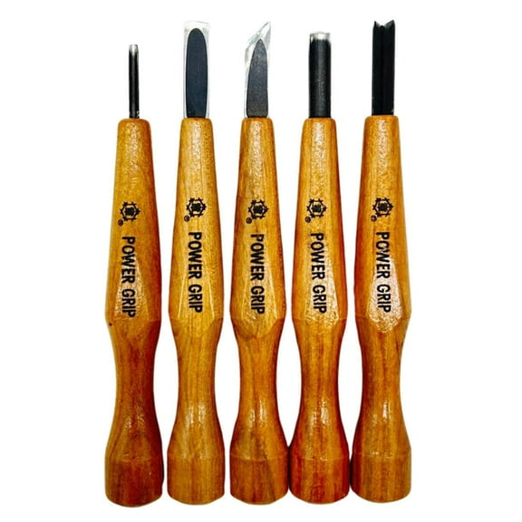 Mikisyo POWER GRIP Wood Carving Chisels & Gouges, 5 pieces Set, Made in Japan