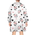 thumbnail image 2 of Wearable Oversized Blanket,White Cow Heart Pattern Wearable Blanket Hoodie for Adults,Cozy Hooded Blankets with Super Pockets,Super Warm Fuzzy Pullover for Women & Men, 2 of 6