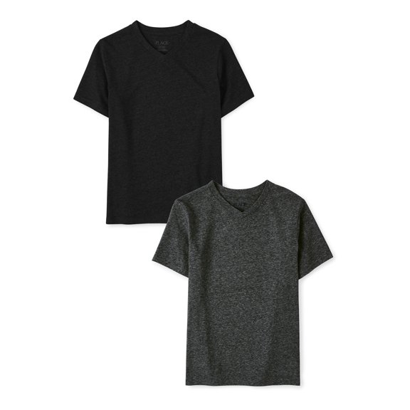 The Children's Place Boys V-Neck Short Sleeve T-Shirt, 2-Pack, Sizes XS-XXL