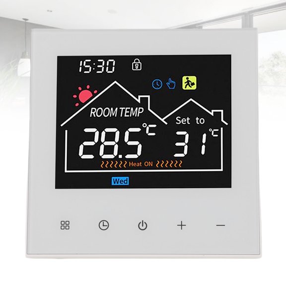 Smart Programmable Thermostat HD Color Touchscreen with Energy Saving Mode Flame Retardant for Home Commercial Use