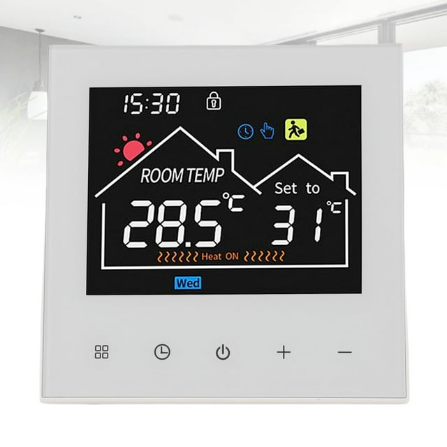Thermostat Programmable Intelligent Écran Tactile Couleur HD avec Mode d'Économie d'Énergie Ignifuge pour Usage Domestique et Commercial