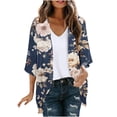 thumbnail image 3 of UVEASISHA Summer Casual Cardigans for Women 3/4 Sleeve Floral Printed Kimono Cardigan Soft Breathable Thin Summer Outerwear Multicolor L, 3 of 6