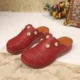 thumbnail image 6 of Xfvqtps Clogs for Women Mules Slide Closed Toe Clog Bead Decor Hollow out Comfortable Wedge Mule Red, 6 of 9