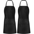 thumbnail image 1 of 2 Pack Adjustable Bib Apron with 2 Pockets Waterdrop Resistant Cooking Kitchen Apron for Men, Women with Long Ties, 1 of 5