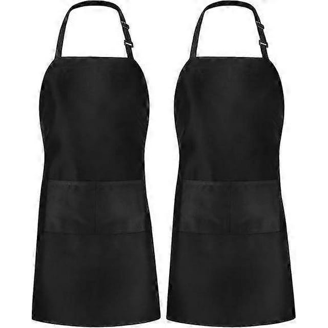 2 Pack Adjustable Bib Apron with 2 Pockets Waterdrop Resistant Cooking Kitchen Apron for Men, Women with Long Ties