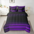thumbnail image 2 of jejeloiu Vintage Geometric Striped 7 Pieces Bedding Comforter Set,Modern Abstract Art Full Bedding Set,Black Purple Fitted Sheet Flat Sheet For Men Women,Luxury Bedroom Decor Reversible, 2 of 8