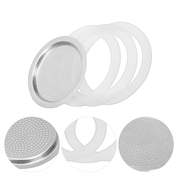 LEORX 1Set Coffee Pot Replacement Parts Silicone Sealing Gasket and Stainless Steel Filter Assorted Colors