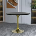 thumbnail image 6 of LeisureMod Verve Mid-Century Modern 36" Round Dining Table with MDF Top and Brushed Gold Pedestal Base for Dining Room and Kitchen, Black, 6 of 10