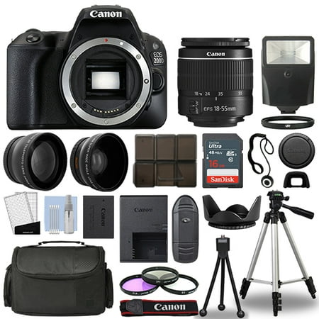 Canon EOS 200D / Rebel SL2 SLR Camera + 3 Lens Kit 18-55mm + 16GB + Flash &