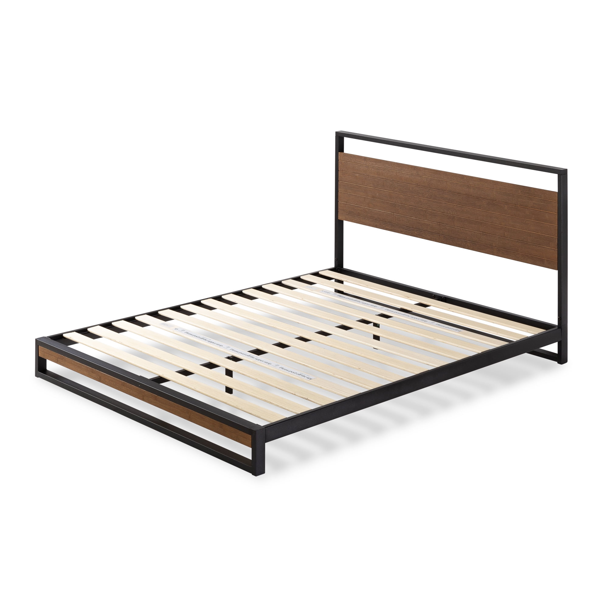 suzanne metal and wood platform bed frame grey