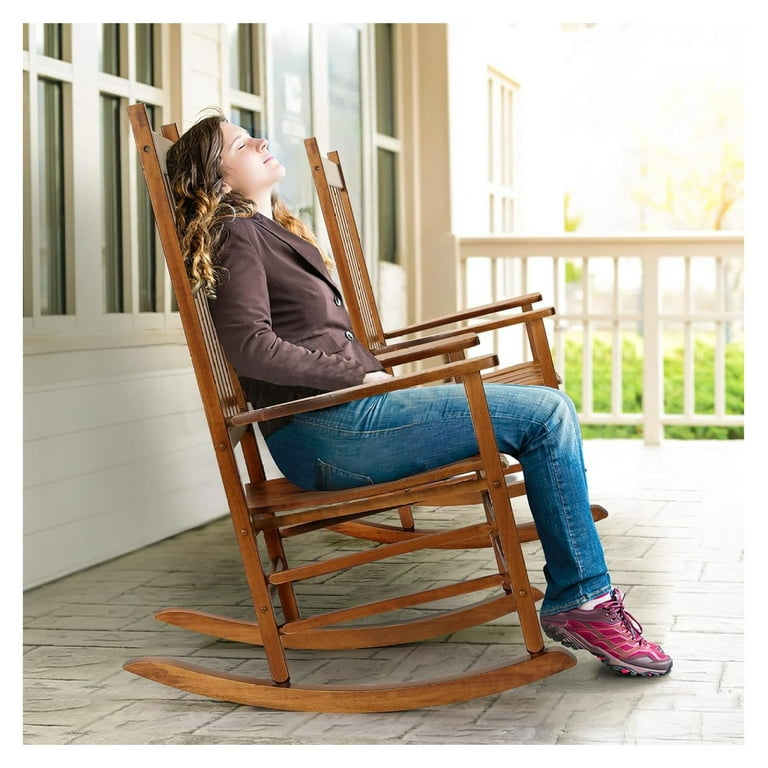 Wooden Rocking Chair Outdoor with High Back,Rocking Chair Indoor