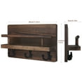 thumbnail image 4 of YIHATA Key and Mail Holder for Wall Hooks Key Hanger for Wall with Shelf Wood Wall Shelf with Hooks for Wall Decorative Retro Hanging Organizer Rustic Farmhouse Decor for Entryway (Brown), 4 of 7