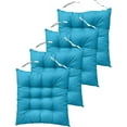 thumbnail image 1 of Nvzi Juego de 4 cojines para silla de interior con mechones sólidos y cuadrados, con lazos, color azul Kq, 45,7 x 45,7 x 7,6 cm, 1 of 4