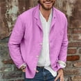 thumbnail image 2 of LIUJUNSHOP Mens Fashion Casual Solid Color Button Down Shirt Loose Lapel Long Sleeve Comfortable Breathable Top Purple L, 2 of 4