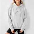 thumbnail image 4 of JULMCOMO Hoodies for Women Drop Shoulder Casual Pullover Oversized Hoodie Drawstring Hooded Baggy Sweatshirt with Kangaroo Pocket Gray L, 4 of 5