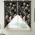 thumbnail image 2 of Black Spring Floral Swag Valances for Windows, Kitchen Curtains 36 Inch Length 2 Panels Set, Elegant Pastoral Flowers Birds Watercolor Short Curtains for Small Windows Cafe Curtains 28"x36", 2 of 8