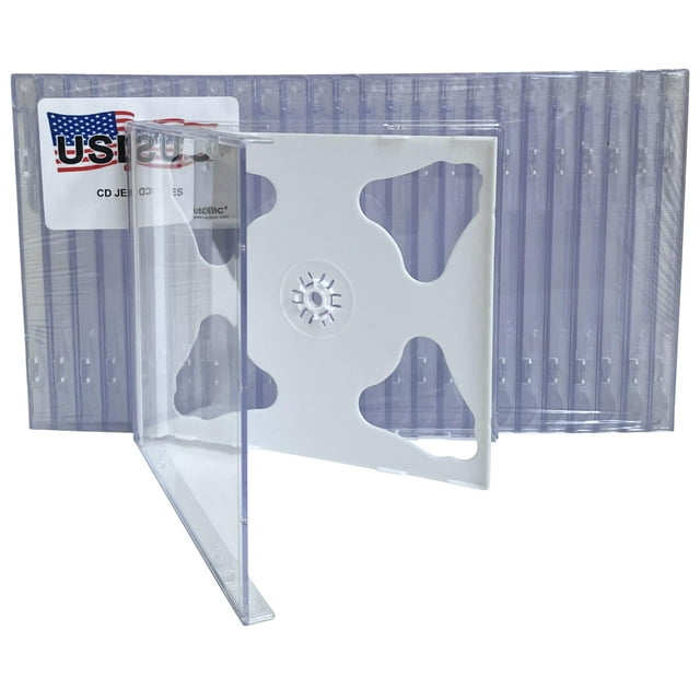 USDISC CD Bijoux Étuis Standard 10.4mm, Double 2 Disques, Blanc, Lot de 200