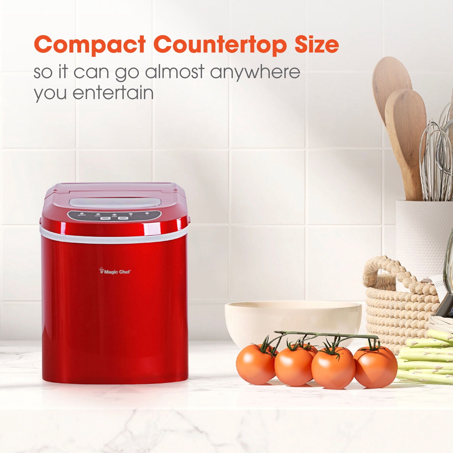 Magic Chef 27-lb. Capacity Portable Countertop Ice Maker, Red