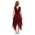thumbnail image 2 of vastwit Girls Pleated Sleeveless High Low Wedding Party Formal Dress Junior Bridesmaid Chiffon Dress Burgundy 12, 2 of 7