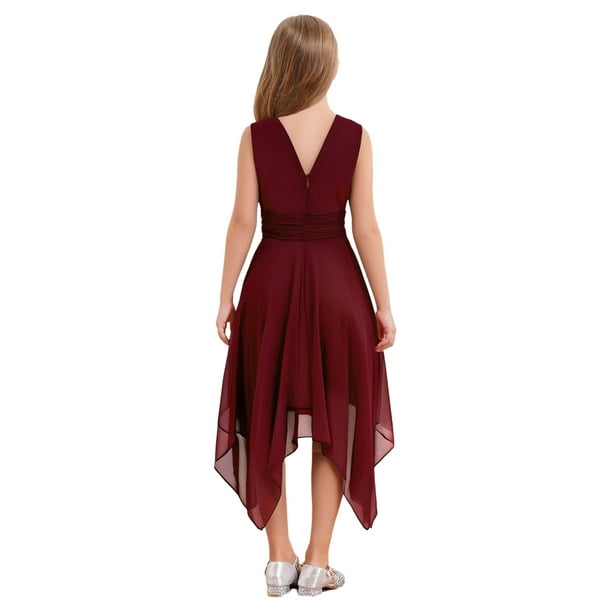 burgundy high low bridesmaid dresses Chic Burgundy Trumpet High Low Bridesmaid Dresses with Ruffles Shoulders main image 0