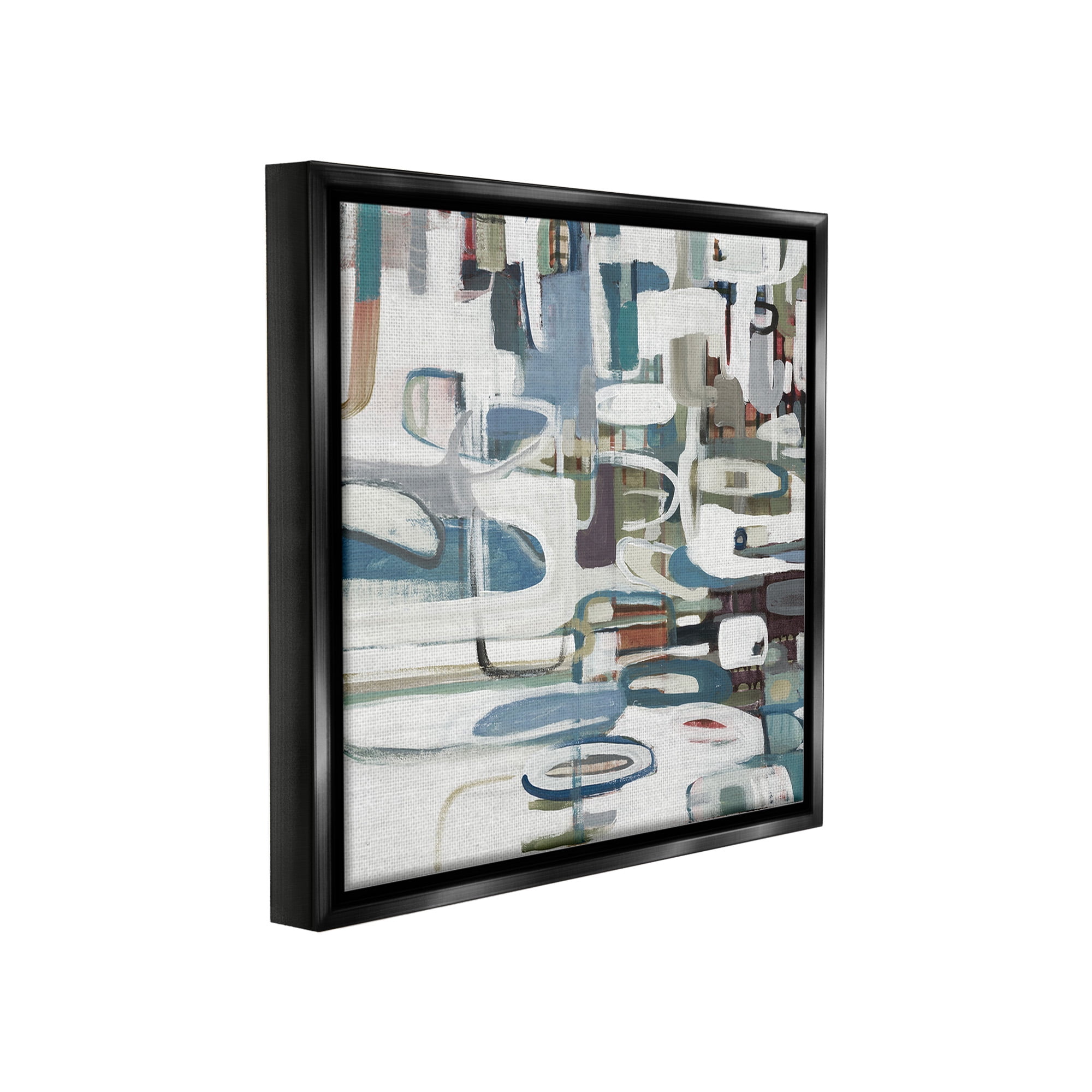 Stupell Industries Abstract Geometric Forms Abstract Painting Black Floater Framed Canvas Art Print Wall Art, 18 x 18