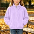 thumbnail image 4 of Edvintorg Girls Fleece Jacket Solid Color Stand Collar Casual Coat Fall Winter Long Sleeve Zip up Outerwear with Pocket Clothes for Teen Girls Size 4-15, 4 of 9